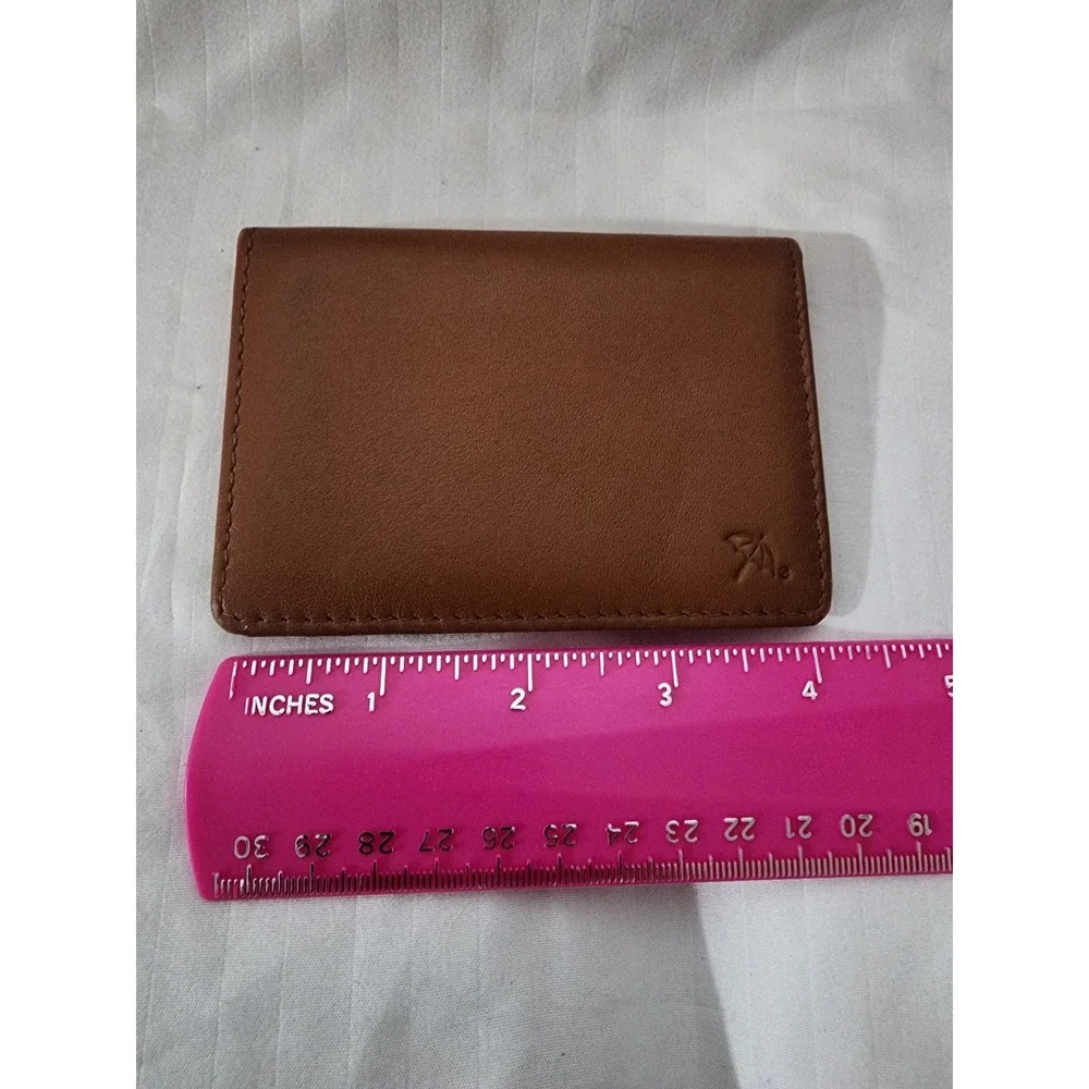 Arnold Palmer Mens Brown Leather Bifold Card Case Wallet with ID Window